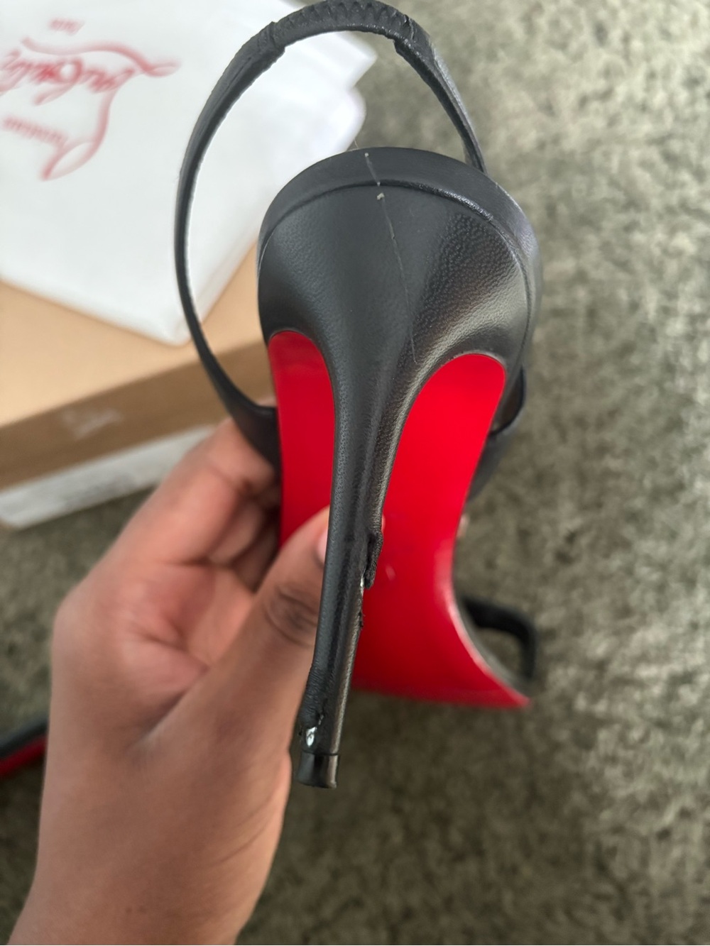 Christian Louboutin Black Marylin 85 Leather Slingback Heels - Picture 8 of 13